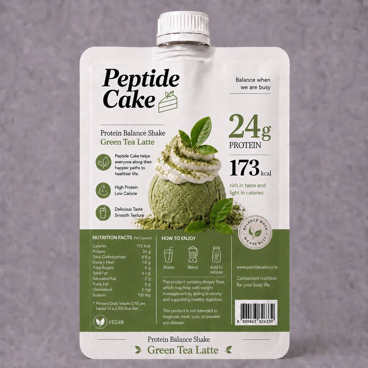 Peptide Cake Green Tea Latte protein shake